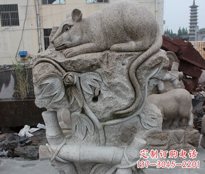 荆州大理石生肖鼠石雕