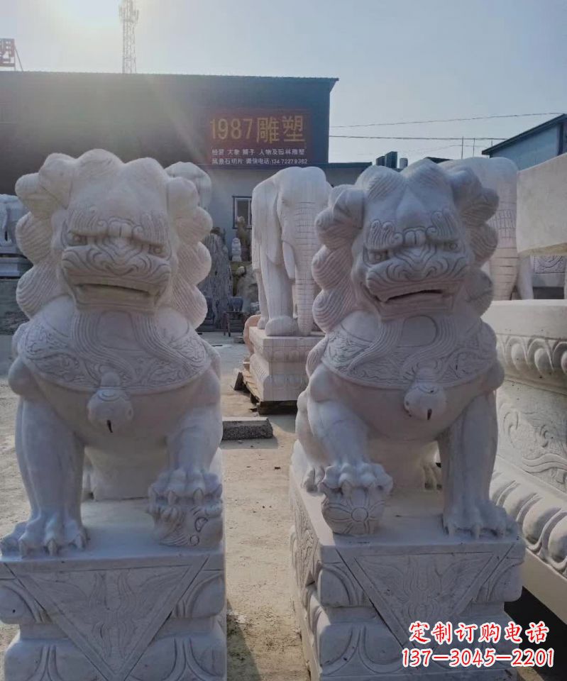 荆州大理石狮子雕塑,象征威严