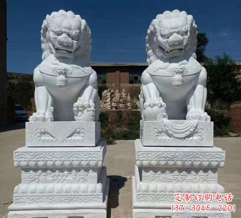 荆州大理石狮子石雕,雕塑定制精美狮子