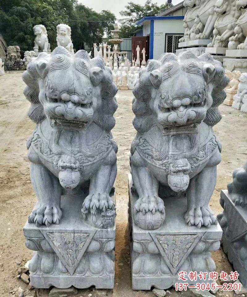 荆州传统工艺精雕大理石狮子石雕塑