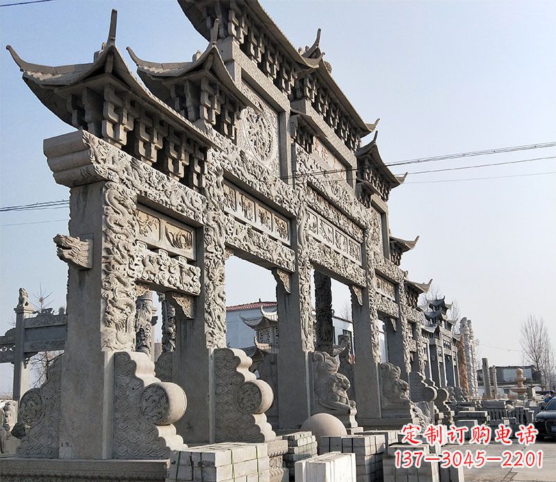 荆州中国古典牌坊石雕定制