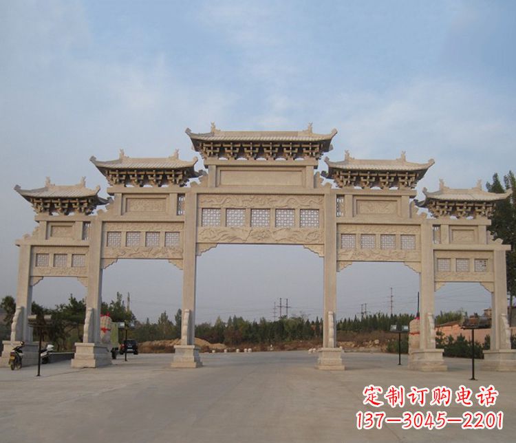 荆州大型五门牌坊石雕精美雕塑