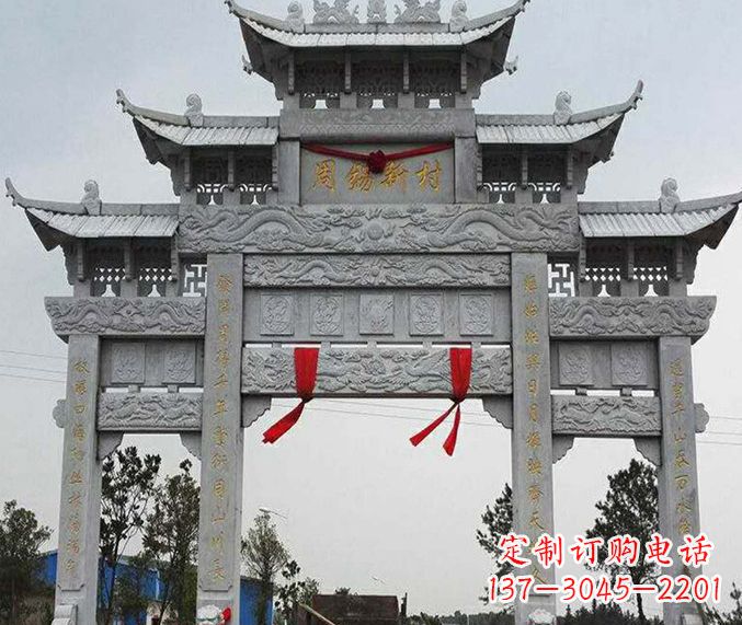 荆州精美石雕牌坊雕塑
