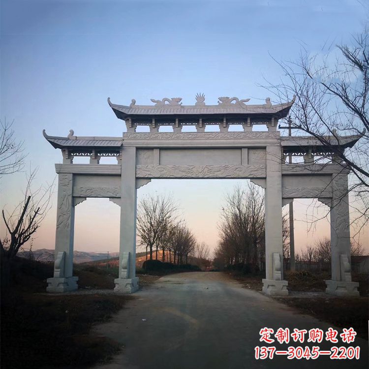 荆州品质卓越的道路三门石牌坊雕塑