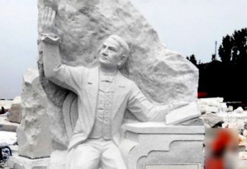 荆州大理石石刻爱迪生浮雕校园著名人物雕塑