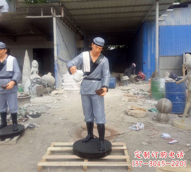 荆州铝合金仿真店小二雕塑