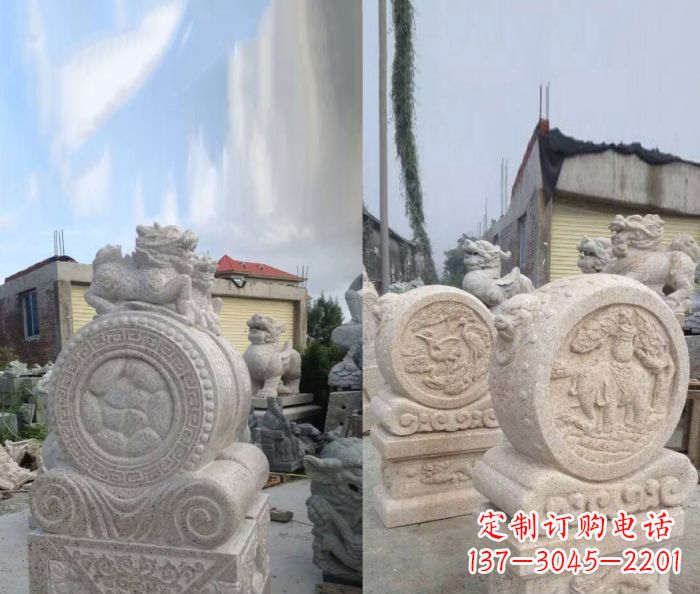 荆州仿古抱鼓石镇宅石门墩 (2)