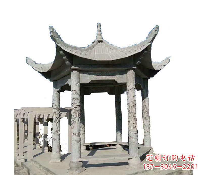 荆州仿古六角凉亭石雕 (10)