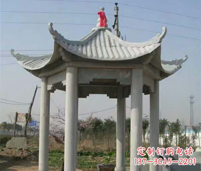 荆州仿古六角凉亭石雕 (9)