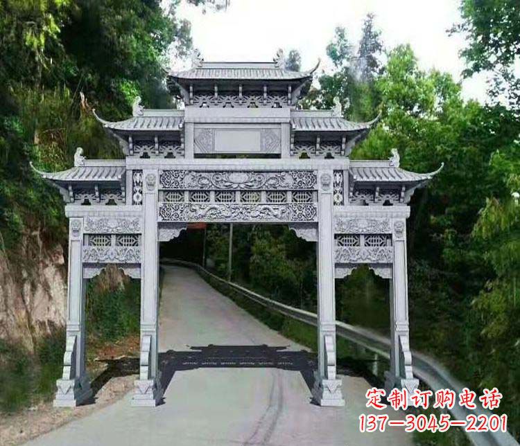 荆州仿古三门牌坊石雕