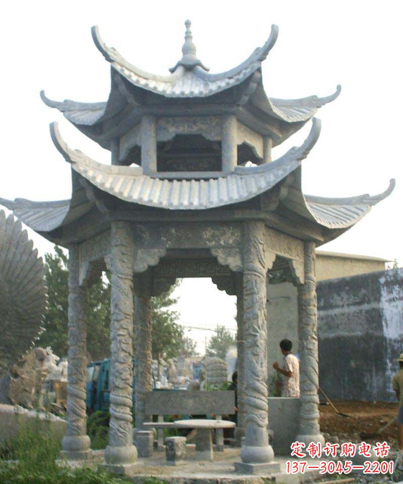 荆州传统工艺石雕凉亭,精美细致,给你温馨家园