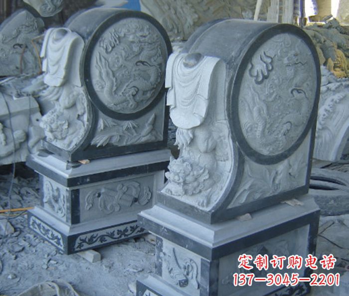 荆州仿古石门墩招财抱鼓石雕塑