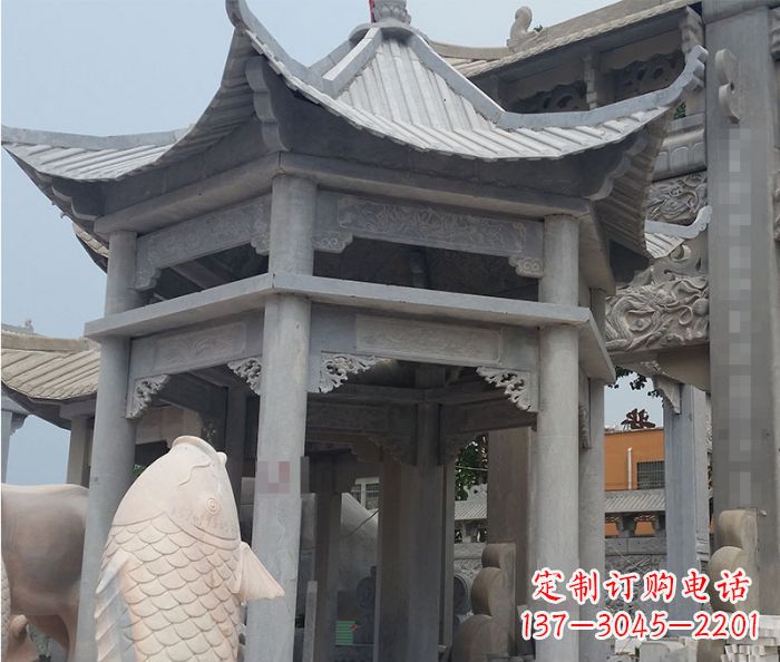 荆州仿古双层石雕凉亭 (3)