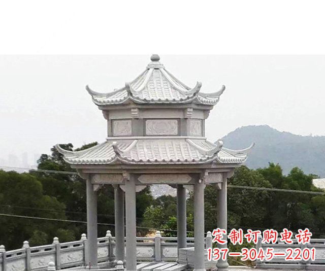 荆州仿古双层石雕凉亭