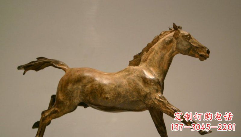 荆州公园奔跑的马动物铜雕 (2)