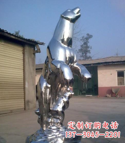 荆州公园不锈钢抽象北极熊动物雕塑