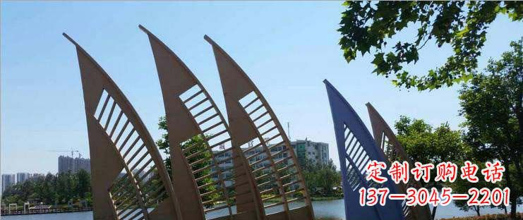 荆州公园不锈钢抽象船帆雕塑