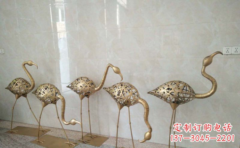 荆州不锈钢抽象火烈鸟动物雕塑