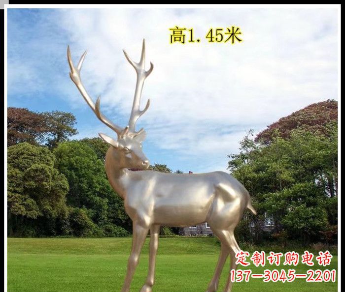 荆州高端室外不锈钢巨型动物鹿雕塑