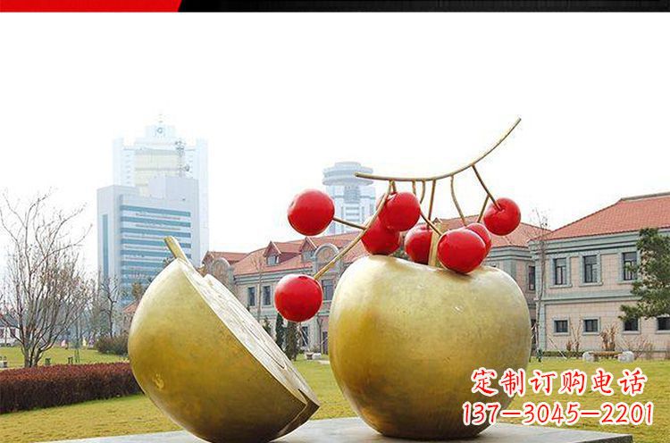 荆州公园不锈钢苹果樱桃雕塑