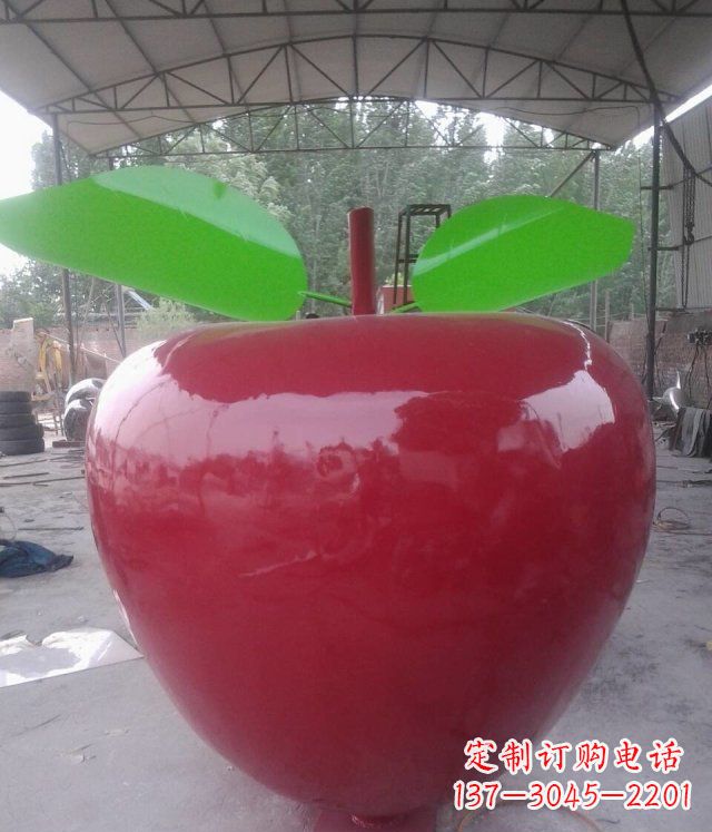 荆州黑凤凰不锈钢苹果景观雕塑