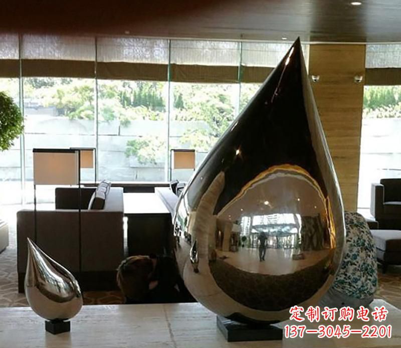 荆州公园不锈钢水滴球景观雕塑