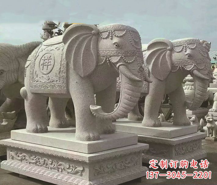 荆州精美大象大理石雕塑