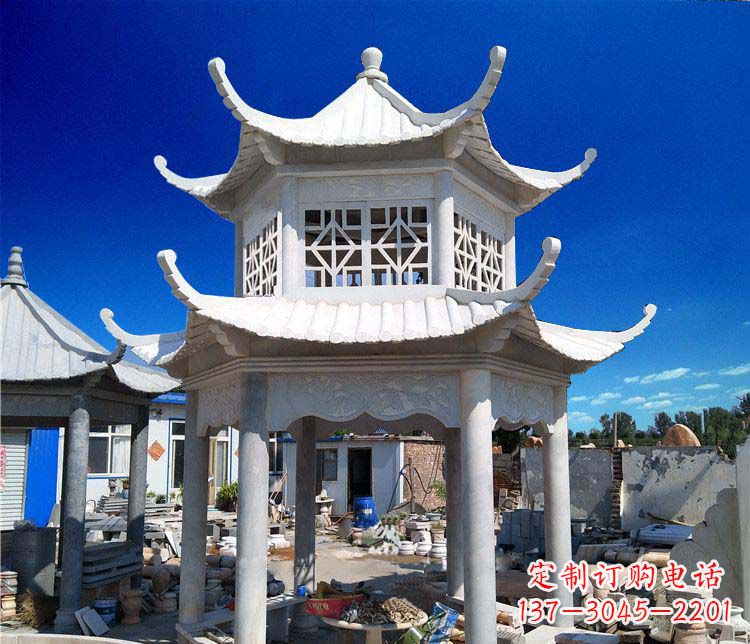 荆州大理石双层凉亭雕塑
