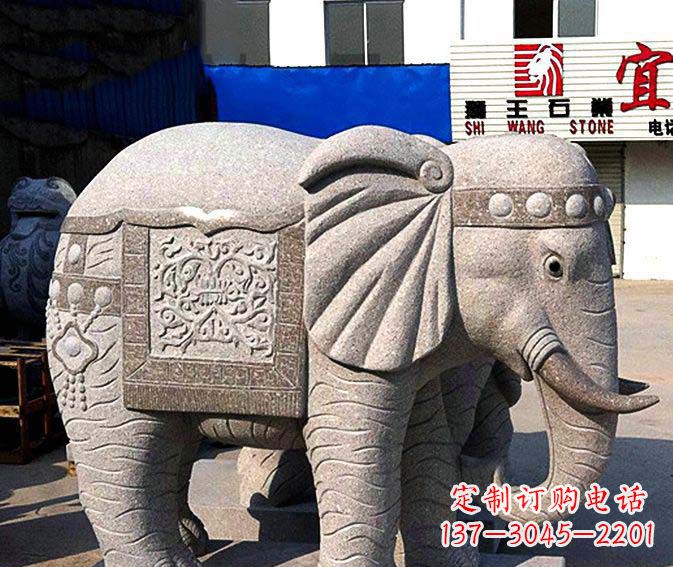 荆州公园景观大理石缅甸大象石雕