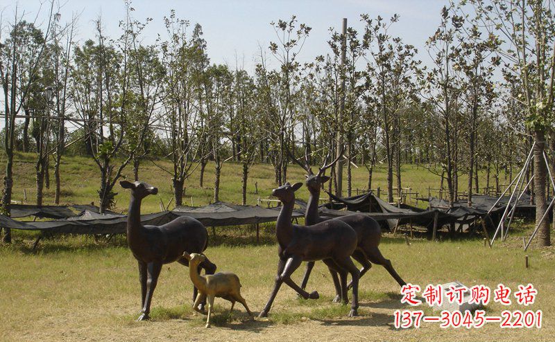 荆州优雅雕塑-梅花鹿铜雕