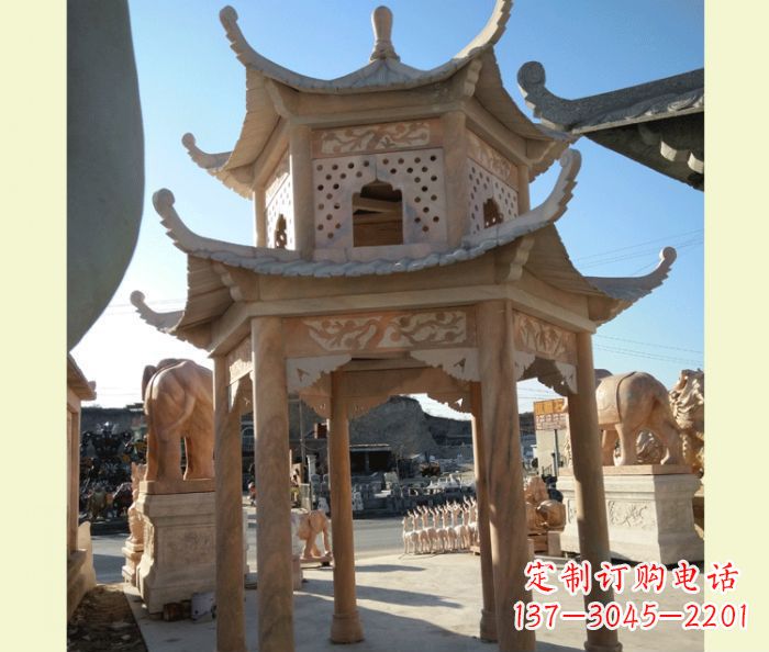 荆州中式双层石雕凉亭