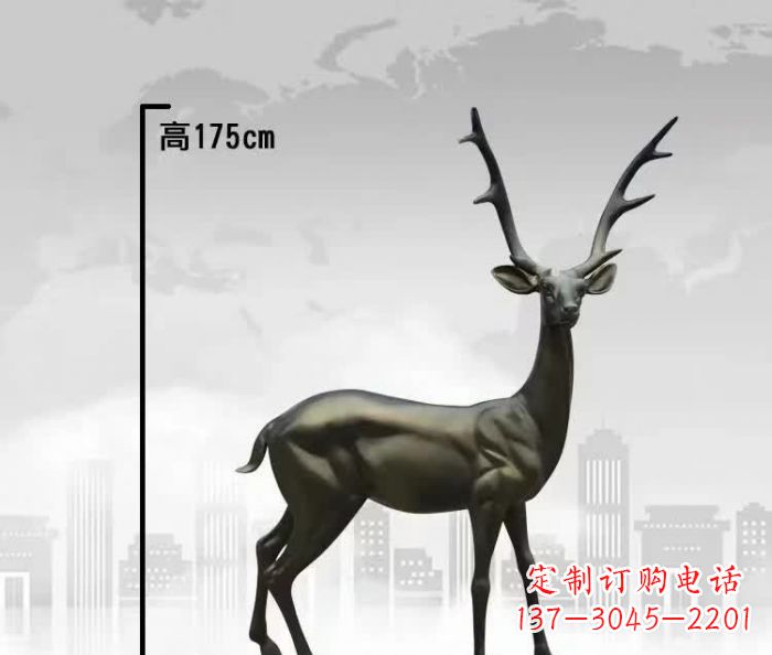 荆州精致优雅的铜制公园小鹿雕塑