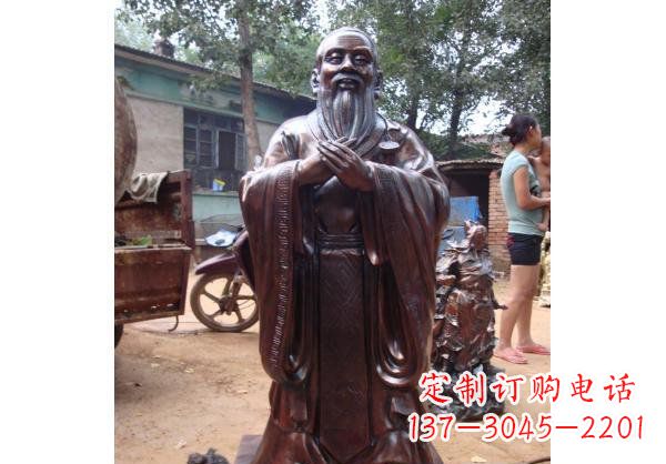 荆州古代教育家人物孔子玻璃钢仿铜雕塑