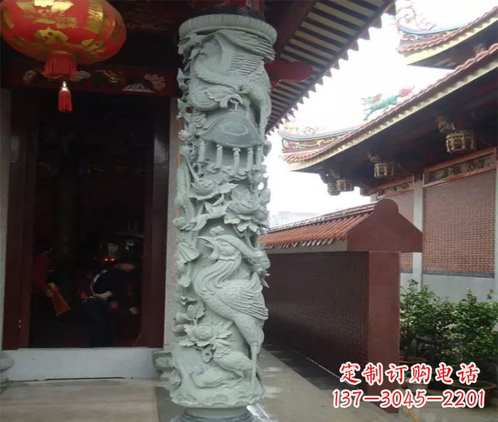 荆州广场景观大理石龙柱石雕_2