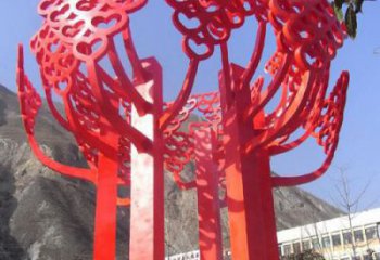 荆州不锈钢心形树叶大树雕塑，展示爱与生命