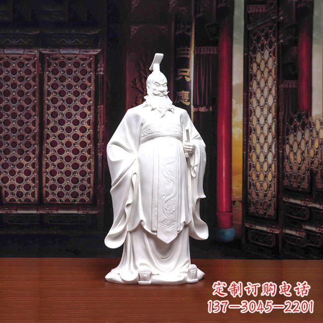 荆州汉白玉石雕刻,高贵内敛的汉武帝刘彻汉雕像