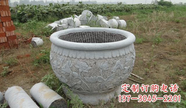 荆州荷花花盆公园景观石雕，千般美妙一览无余