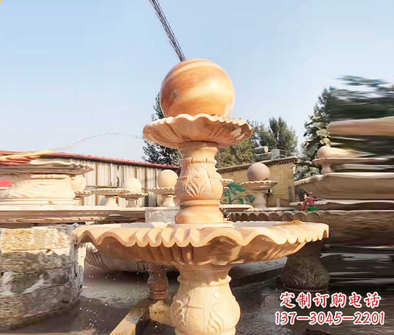 荆州湖北石雕风水球喷泉——精品水泵雕塑