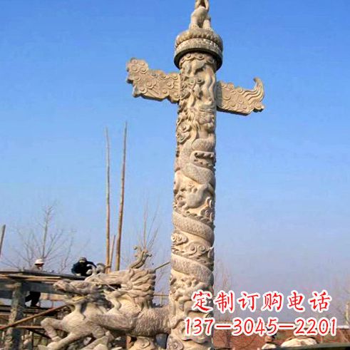 荆州象征古老华夏文化的华表柱子雕塑