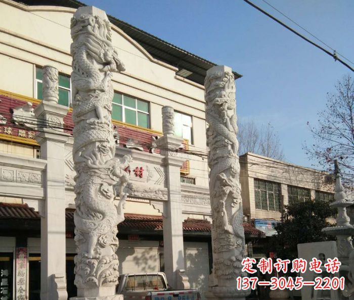 荆州汇聚古灵神韵的大理石龙柱雕塑