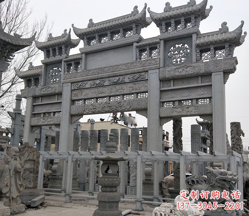 荆州京中领雕塑:牌坊石雕定制