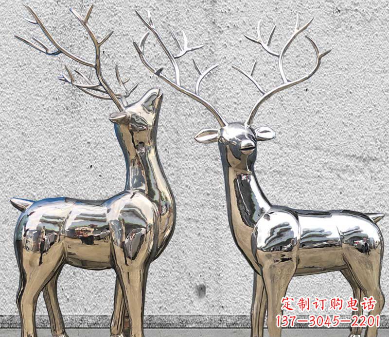荆州镜面不锈钢小鹿雕塑