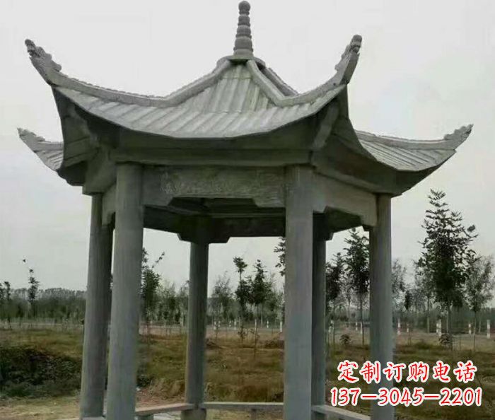 荆州精美六角石凉亭雕塑