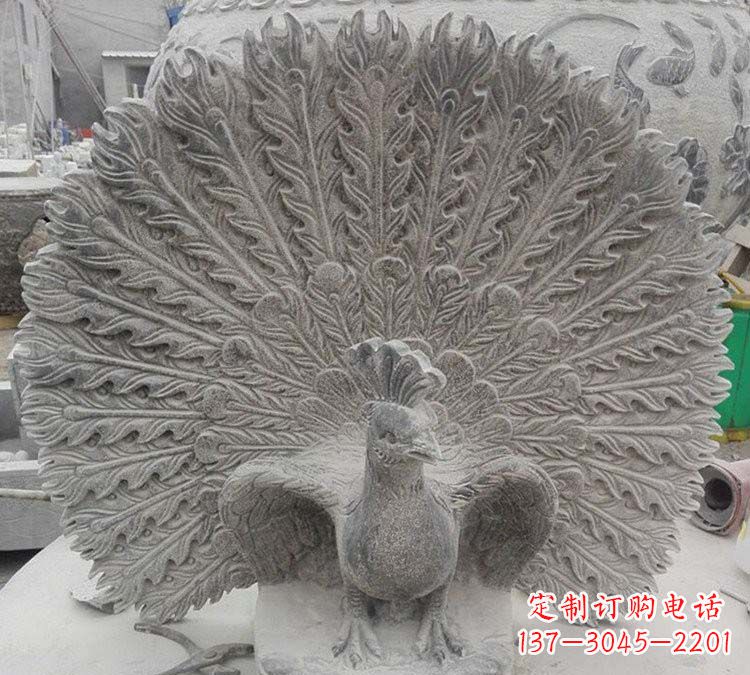 荆州孔雀开屏石雕,艺术仿古风华