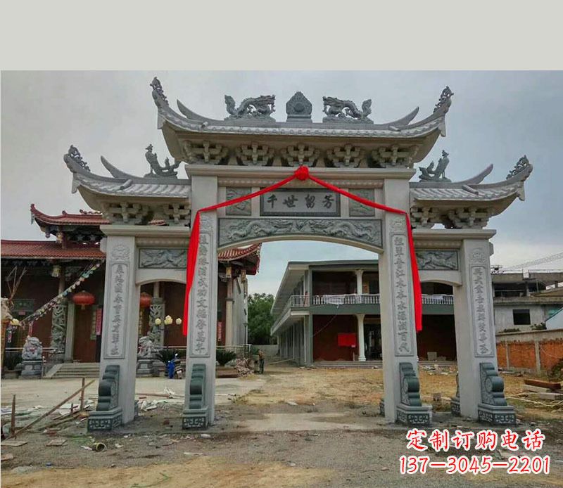 荆州以传统工艺为源的独特牌坊石雕