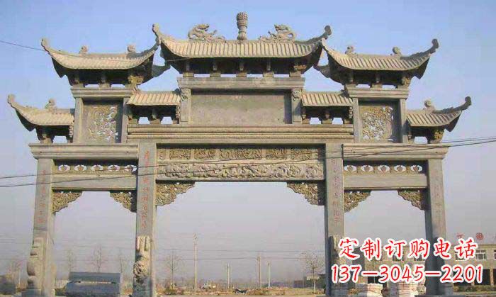 荆州特色街角石雕牌坊精致典雅的装点