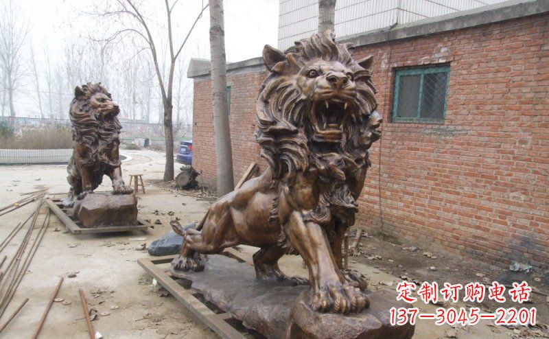 荆州狮子企业动物铜雕