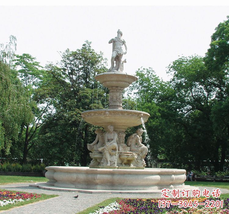 荆州石雕跌水喷泉塑型,给园林增添美感