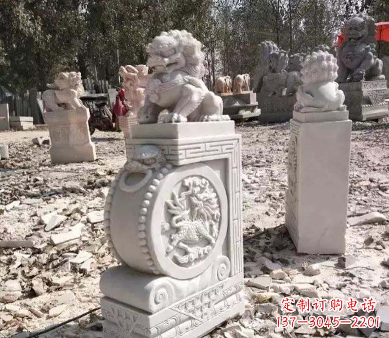 荆州石雕园林狮子抱鼓石