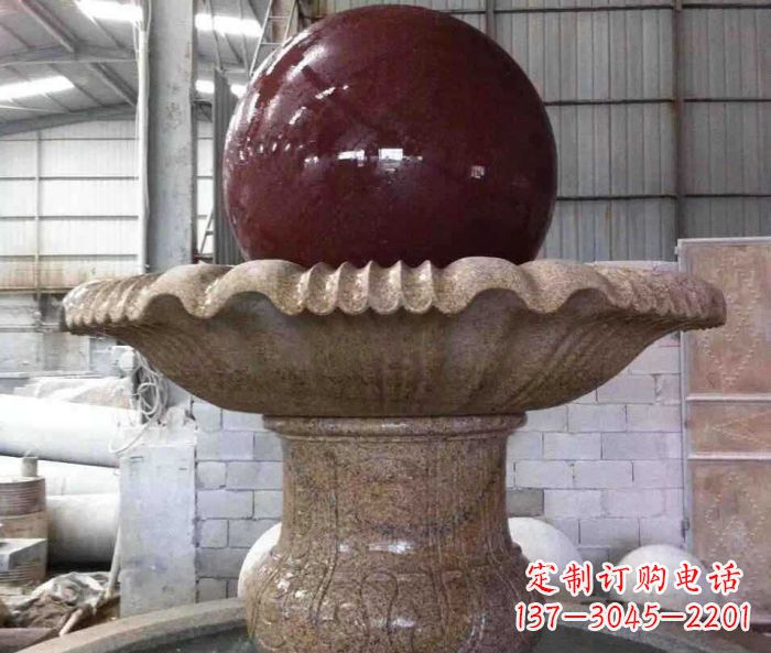 荆州石来运转小型风水球喷泉石雕 (2)